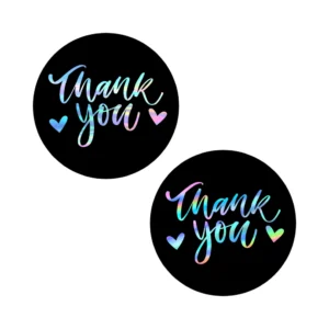 Thank You Stickers Black and Holographic